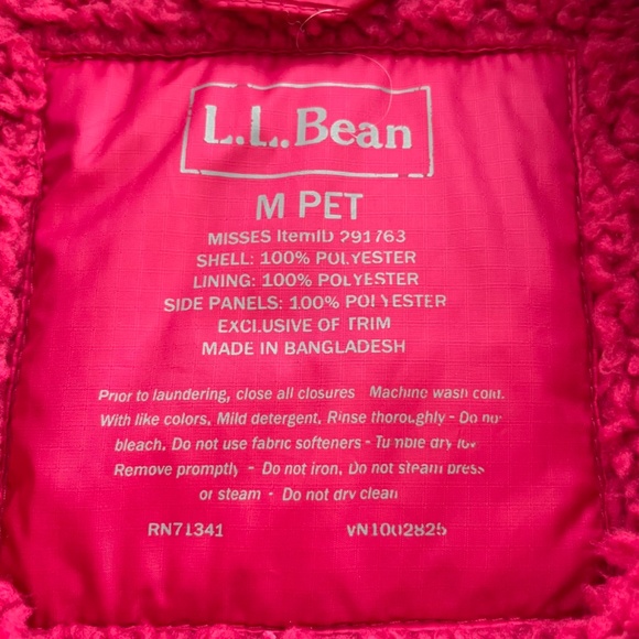 L.L. Bean Quilted Fleece Lined Magenta Pink Vest Size Medium Petite - Picture 7 of 8